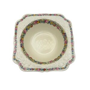 Antique Crown Ducal Gainsborough Bowl Floral Embossed Pattern 8" England 1929